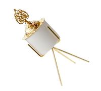 Healifty Brûleur de Parfum Arabe Petit en Métal et Céramique Dorée Ornement Décoratif pour Aromathérapie Diffuseur d'Ambiance Maison pour Contemplation et Relaxation