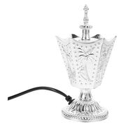 Healifty Brûleur de Parfum Électrique Style Arabe Argenté Compact en Fer, Porte-Parfum Rétro pour Décoration Intérieure, Ambiance Apaisante, Adapté Maison et Boutique