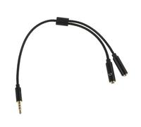 Healifty Câble Splitter Audio Nylon Tressé avec Microphone Doubleur Jack Mâle vers Deux Femelles Adaptateur Pour Casques et Équipements Audio Plug And Play Noir