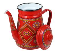 Healifty Cafetière En Émail Rouge 1,5l Bouilloire Vintage Pour Thé Et Café Matériau En Émail Compatible Cuisinière Maison Camping 1 Pièce