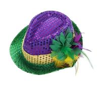 Healifty Chapeau à Paillettes aux Trois Couleurs Or, Pourpre et Vert pour Mardi Gras, Léger et Confortable, pour Fêtes à Thème et Performances sur Scène