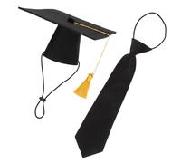 Healifty Chapeau De Docteur pour Chiot Et Nœud pour Chiens en Polyester Noir 1 Set Accessoires pour Graduation Party Et Photographies