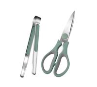 Healifty Ciseaux à Barbecue en Acier Inoxydable 2 Pièces Vert, Kit Pinces Alimentaires Antidérapantes, Adapté la Cuisine et Grillades Domestiques, Ustensiles Barbecue Polyvalents