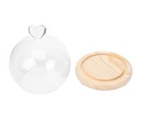 Healifty Cloche en Verre Cœur 12 Cm Socle, Ornement Lumineux pour Fleur Préservée, Décoration Intérieure de Bureau, Accessoire Décoratif Artisanal pour Présent Romantique