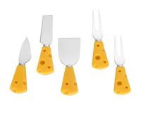 Healifty Coffret 5 Pièces de Couverts à Dessert Jaune Manches Fromage Cartoon, en Plastique et Acier Inoxydable, Ustensiles Polyvalents pour Fruits et Desserts