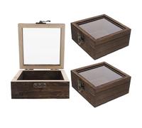 Healifty Coffret de Rangement pour Insectes en Bois Massif 3 Pièces 10X10X45 CM Couvercle Transparent Boîte Vitrine Carrée pour Collection de Spécimens Biologiques et Exposition