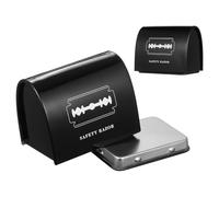 Healifty Conteneur à Lames de Rasoir Portable en Fer Noir, Étui Léger pour Récupération et Recyclage des Lames, pour Salon de Coiffure, Pack de 2 Pièces