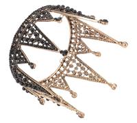 Healifty Couronne Baroque en Alliage Noir Strass Accessoire de Coiffure de Mariée et Demoiselle d'Honneur Couronne Vintage pour Fêtes Anniversaires et Halloween