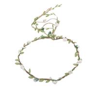 Healifty Couronne de Fleurs pour Cheveux Blanc et Vert avec Rubans Flottants en Corde de Chanvre Douce, Accessoire Bohème Unique pour Mariage et Festival
