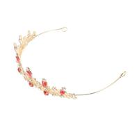Healifty Couronne de Mariée Rouge en Alliage Doré Strass, Diadème Élégant Léger pour Mariage, Accessoires Coiffure de Princesse, Bijou Tête 1 Pièce, pour Robe de Mariée et Cortège