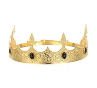 Healifty Couronne de Roi Réglable en Métal Doré et Noir avec Strass Bandeau Ajustable pour Cosplay Chevalier et Costume Médiéval Accessoire Fête Anniversaire et Noël Style Prince