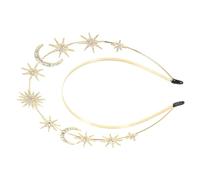 Healifty Couronne Déesse Double Couche Étoile et Lune Alliage Métal Bandeau Mariage Bohème Stable et Confortable Accessoire Cheveux Élégant pour Mariée et Cortège