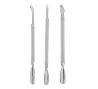 Healifty Ensemble 3 Pièces Repousse-Cuticules Double Tête en Acier Inoxydable Argenté Outil Manucure et Pédicure Professionnel Grattoir Multifonction pour Soin des Ongles et Élimination