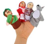 Healifty Ensemble De 4 Marionnettes À Doigts Le Petit Chaperon Rouge : Marionnettes À Doigts Familiales pour Articles De Fête Jouets De Bain Éducatifs pour L'Heure du Conte Jouets De