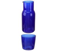 Healifty Ensemble de Carafe et Gobelet en Verre Borosilicate Bleu Gemme 1 Litre Résistant à Haute Température pour Maison Bureau et Événements Carafe à Eau Élégante et Tasse