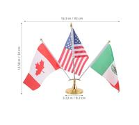 Healifty Ensemble de Drapeaux de Bureau États-Unis Mexique et Canada avec Socle Métal 3 Mâts Compacts pour Décoration Professionnelle Support Stable pour Réunions et Événements Sportifs