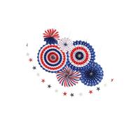 Healifty Ensemble de Guirlandes en Éventail de Papier 7 Pièces Décorations de Fête Patriotique Fanions Étoiles Décor Papier pour Fête Nationale Américaine Fournitures pour Célébration