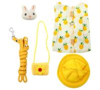 Healifty Ensemble Harnais et Laisse pour Lapin Petit, Costume Jaune en Coton Doux, Taille S Adapté Cobaye et Lapin, avec Chapeau Décoratif, pour Promenades Sécurisées