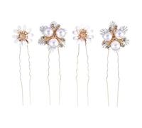 Healifty Épingles à Cheveux Design Délicat de Fleur de Mariage en Alliage Perles Lot de 4 Légères et Surface Lisse, pour Noël et Anniversaire