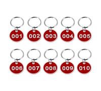 Healifty Étiquettes Porte-Clés Numérotées Métal Rouge 1-10 avec Anneaux Plaques D’Identification Solide pour Casiers Clés Bagages Usage Bureau et Spa Lot de 10 Pièces