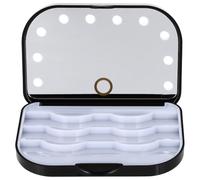 Healifty Étui à Faux Cils LED Noir Compact Miroir Intégré Boîte de Rangement pour Cils et Accessoires Organisateur Portable pour Usage Quotidien et Voyage