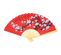 Healifty Éventail Mural Pliable Chinois 05X09 M en Papier et Bois Rouge à Motifs de Prunier Décoration Asiatique Géante pour Salon Mariage et Studio Photo Ventilateur Portable