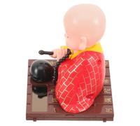 Healifty Figurine Moine Solaire à Secouer pour Tableau de Bord Voiture Sculpture Bouddhiste Chinoise Décorative Statue Monk avec Tête Nodding Automatique pour Intérieur Voiture et Maison