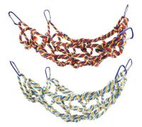 Healifty Filet de Hamac Coloré pour Perroquet et Petits Animaux - Filet de Jeu Tissé 2X Hamacs 8 Crochets Bleus et Jaunes - D’Escalade Solide pour Cage, Balançoire pour Oiseaux,