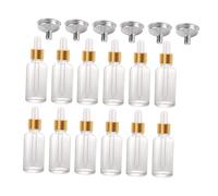Healifty Flacon Compte-gouttes Transparent en Verre 30ml Rechargeable pour Huiles Essentielles avec 24 Pièces et 6 Entonnoirs en Acier Inoxydable, Soin du Corps et Voyage