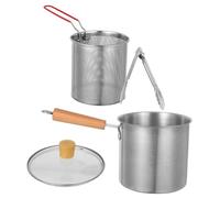 Healifty Friteuse Acier Inoxydable avec Panier Profond et Couvercle Poêle Multifonction pour Friture Cuisson et Mijotage Poignée Unique Design Compact pour Usage Domestique
