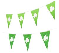 Healifty Guirlandes de Décoration Saint-Patrick 2 Pièces Banderoles Triangulaires Vertes Trèfles Décorations Suspendues pour Fête Irlandaise Intérieur et Extérieur Kit Festif Facile à