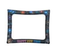 Healifty Inflatable Year Photo Booth Props Fluorescent PVC Selfie Frame for Spring Festival Party Decoration Reusable Balloon Accessories for Year Eve Celebration