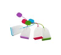 Healifty Infuseur à Thé Réutilisable Silicone Alimentaire Filtre à Mailles Fines avec Longue Poignée Compatible Tasses Mugs et Théières Design Pratique pour Amateurs de Thé Orange