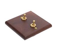 Healifty Interrupteur à Bascule Mural Contact Stable et Longue Durée en Bois Marron de Type 86 avec Double Commande, Plaque D'interrupteur Rustique pour Maison Cuisine