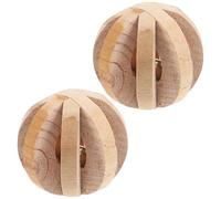 Healifty Jouets à Mâcher pour Lapins et Hamsters en Bois Naturel Beige, Lot de 2 Pièces, Forme Boule avec Cloche pour Divertissement et Décompression