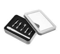 Healifty Kit Manucure Professionnel 4 Pièces en Acier Inoxydable Argenté - Repousse-Cuticules Coupe-Cuticules Grattoir et Dissolvant - Outil Soin des Ongles Compact pour Voyage et Usage