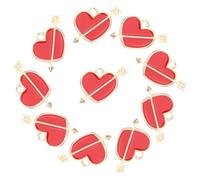 Healifty Lot de 10 Breloques Pendentif Cœur Flèche de Cupidon Rouge Doré Breloques de Bracelet et Boucles D’Oreilles pour Fabrication de Bijoux Accessoires DIY pour Bracelets et