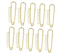 Healifty Lot de 10 Broches de Sécurité en Métal Doré avec Anneaux, Multi-usages et Perforées, pour DIY et Accessoires de Châles ou Pulls
