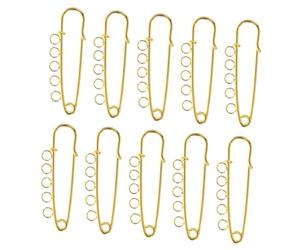 Healifty Lot de 10 Broches de Sécurité en Métal Doré avec Anneaux, Multi-usages et Perforées, pour DIY et Accessoires de Châles ou Pulls