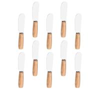 Healifty Lot de 10 Spatules à Pâtisserie en Acier Inoxydable Manche en Bois Racloir à Beurre et Spatule à Crème Outils Multifonctions pour Étaler Beurre et Fromage Cuisine