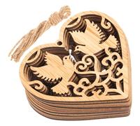 Healifty Lot de 10 tranches de bois en forme de cœur en forme de copeaux de bois à suspendre pour décoration de mariage avec cordes