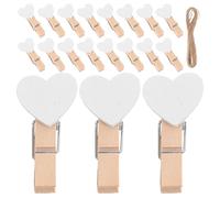 Healifty Lot de 100 Mini Pinces à Photos en Bois Blanc de Cœur 3 CM avec 10 M de Ficelle de Jute pour Décoration Murale Suspendre Photos et Loisirs Créatifs