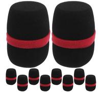 Healifty Lot de 12 Bonnettes en Mousse Anti-vent pour Microphone à Main, Housse de Micro Portable Noire Anneau Rouge, Pare-vent Micro pour Karaoké, Interview et Prise de Parole en Public