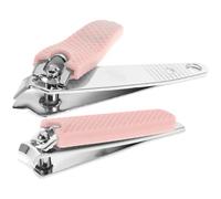 Healifty Lot de 2 Coupe-ongles en Acier au Carbone Capuchon en Silicone Rose, Accessoires de Manucure Antidérapants, Outils Pédicure Compacts pour Soin des Ongles Mains et Pieds
