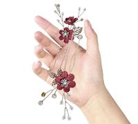Healifty Lot de 2 Épingles à Cheveux en U Couleur Rouge Foncé pour Mariage Accessoires de Coiffure Fleuris Pinces à Cheveux pour Mariée Décorations Légères pour Soirée et Bal