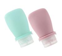 Healifty Lot de 2 Flacons Souples en Silicone 60 Ml Anti-Fuite Format Voyage Couleurs Vert Tendre et Rose Clair Flacons Pratiques pour Liquides Cosmétiques et Produits de Toilette