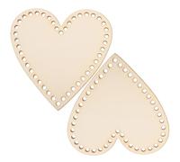 Healifty Lot de 2 Fonds de Panier en Bois Forme Cœur Kaki Kit Matériel Tissage Paquet au Crochet Base Perforée pour Broderie DIY Cadre Mini Broderie Portable Fixation Tissu Stable