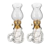 Healifty Lot de 2 Lampes à Pétrole Rétro en Verre Transparent Petites Lanternes de Camping Portatives Veilleuses à Pétrole Décoratives Vintage pour Mariage Camping et Éclairage