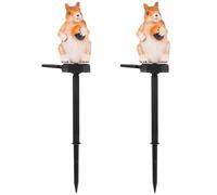 Healifty Lot de 2 Lampes LED Écureuil à Piquet pour Jardin, Éclairage Paysager Étanche, Décoration Lumineuse Extérieure pour Pelouse et Chemin, Éclairage de Cour Solide et Décoratif