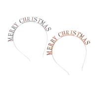 Healifty Lot de 2 Serrage-Têtes en Alliage Lettres en Diamant Accessoires Coiffure Couronne Festive Joyeux Noël Couleur Argenté et Rose Doré pour Fêtes et Réunions Familiales